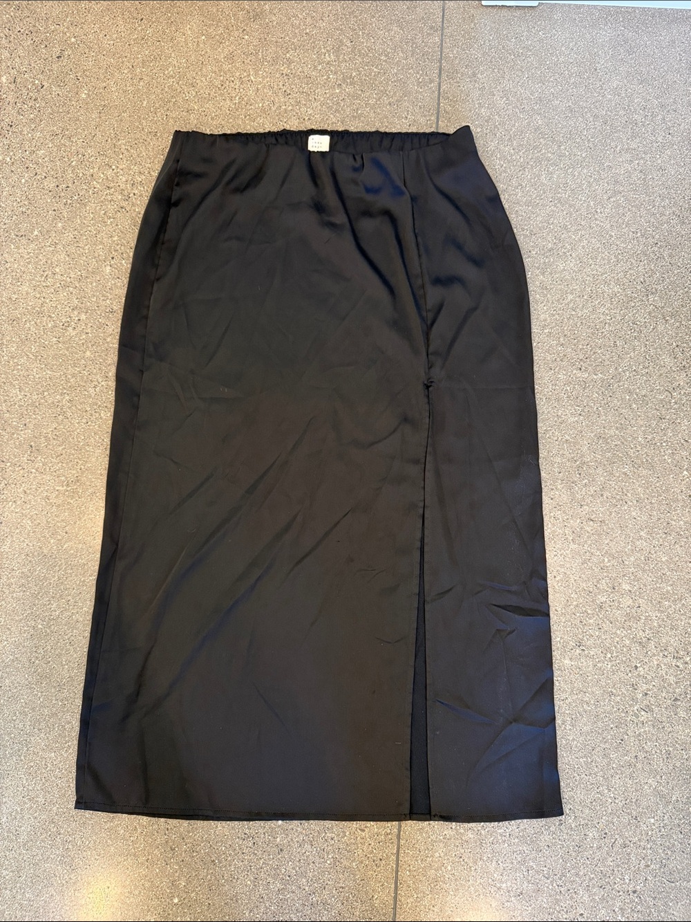 A New Day Black Pencil Midi Skirt with Side Slit